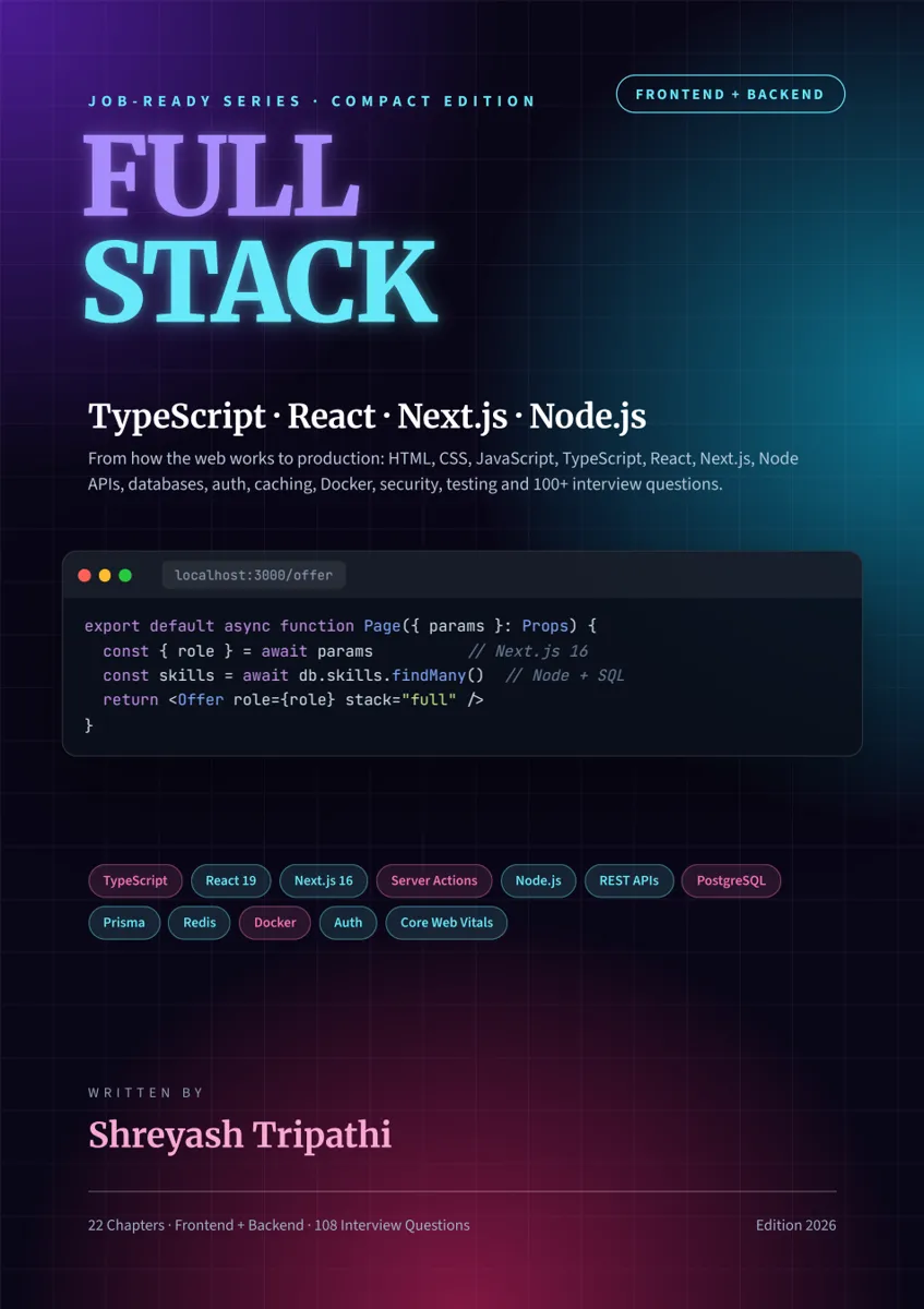 Full-Stack TypeScript and Next.js book cover by Shreyash Tripathi