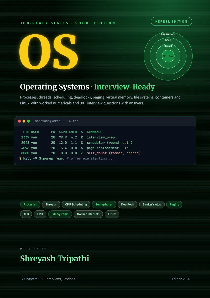 Operating Systems book cover by Shreyash Tripathi